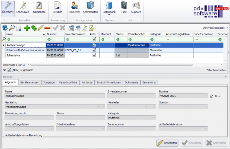 LIMS-Prüfmittelverwaltung