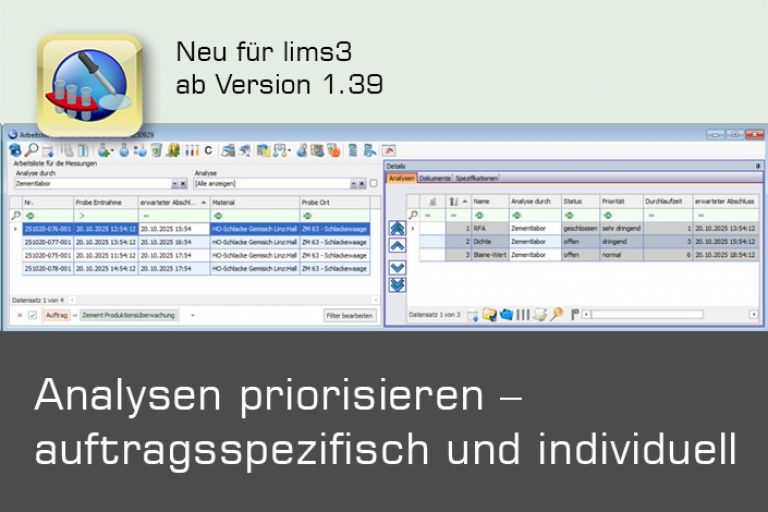 lims3: Priorisierung von Analysen